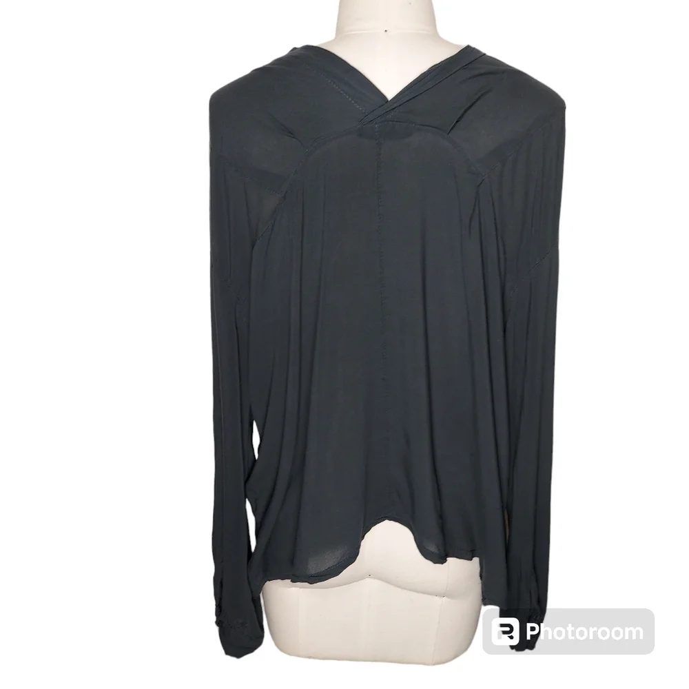Black Brandy Melville Long Sleeve Button Front Blouse Top